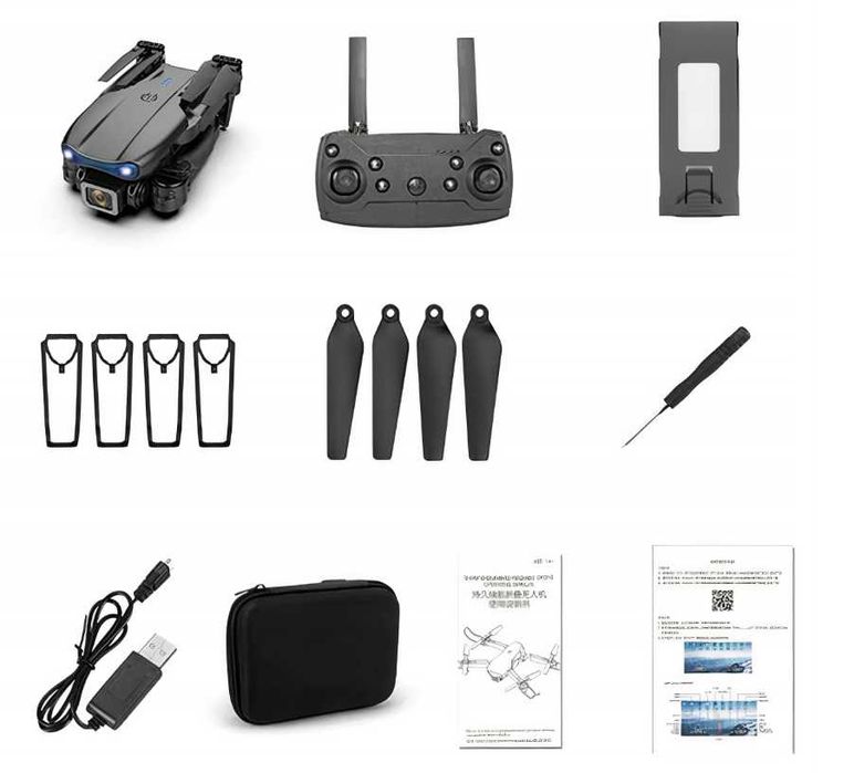 Unikanie Przeszkód Dron E99 2x Kamera 4K Zawis 200m Walizka(Wyprzedaż)