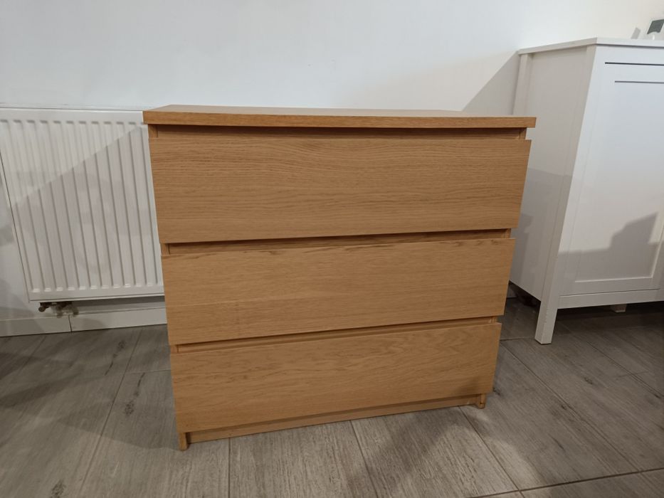 Nowa szafa komoda Ikea malm skręcona dębowa trzy szuflady plus GRATIS