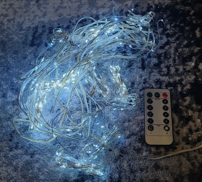 Ozdoby świąteczne lampki pilot LED na okno wiszący łańcuch i gwiazdki
