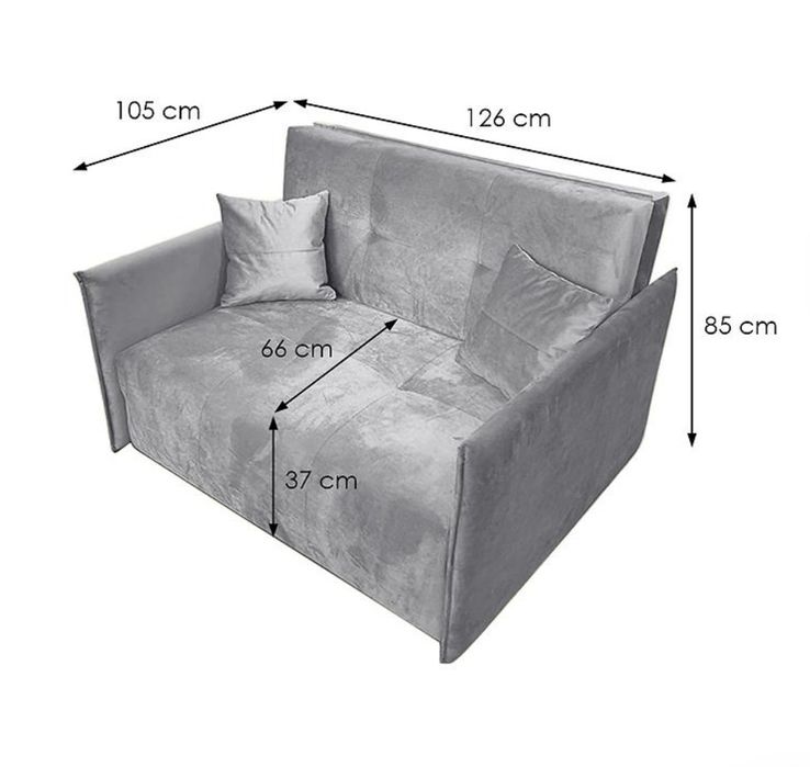 Sofa z funkcją spania velvet monolith szara „amerykanka”