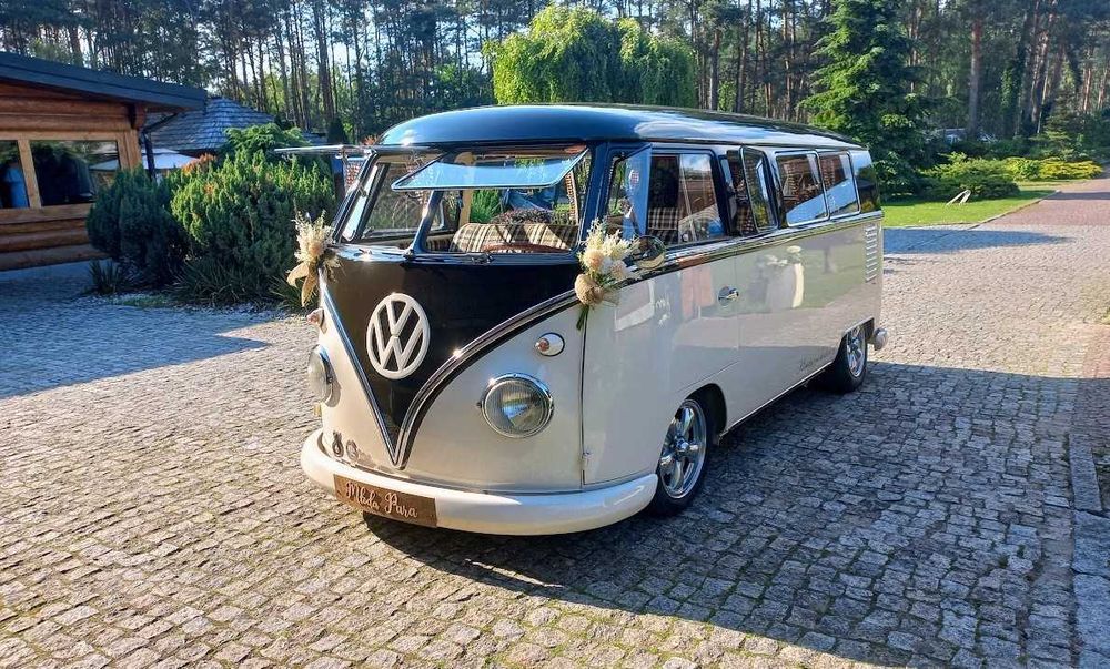 Klimatycznie do Ślubu, zabytkowy klasyczny samochód boho vintage vw T1