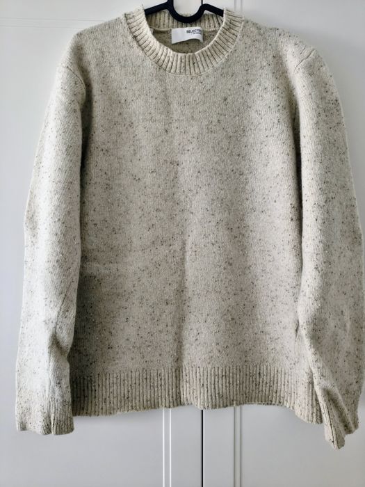 Wełniany melanżowy elegancki sweter r.L SELECTED