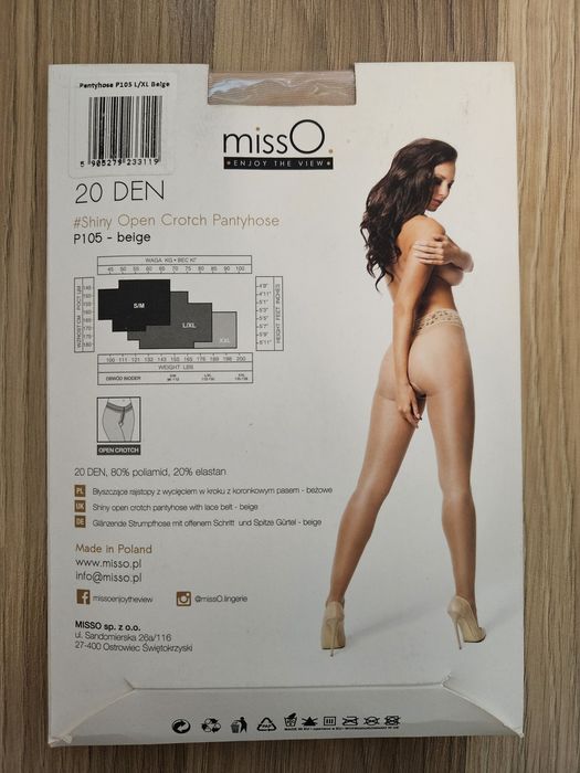 Rajstopy missO P105, L/XL, beżowe, 20DEN, open crotch