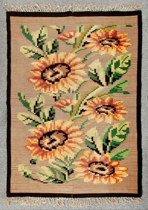 Przedwojenny stary kilim Gliniany art deco Gobelin  vintage antyk hit