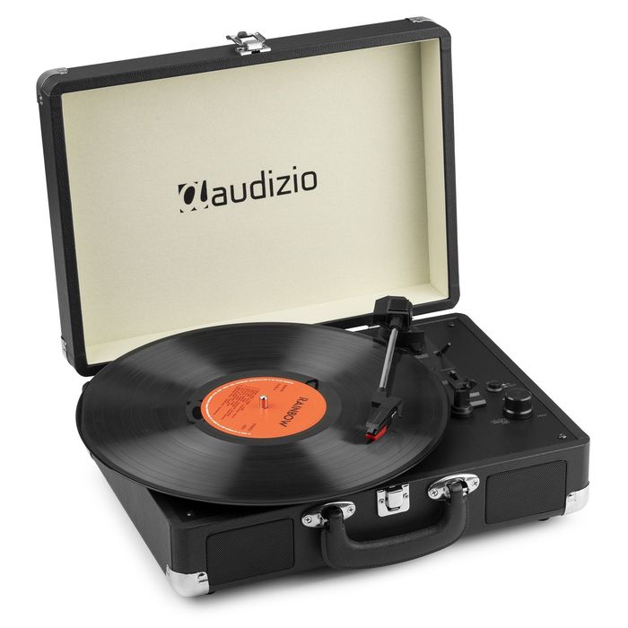 Gramofon Retro Bluetooth Głośniki AUX in Czarny Gramofon w Walizce RP116