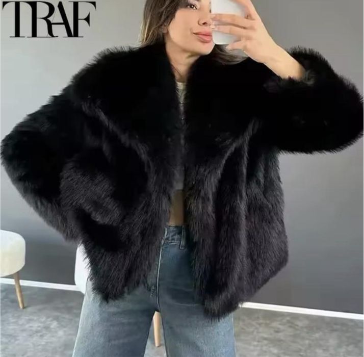 Жіноча чорна коричнева коротка шубка полушубок в стилі zara розмір SML