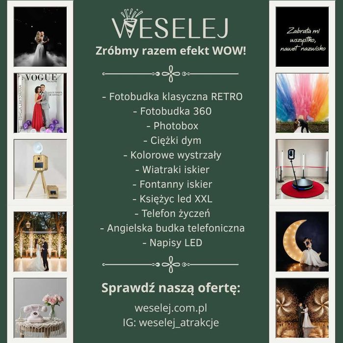 WESELEJ Fotobudka Klasyczna 360 Fotobox Telefon życzeń Iskry Wesele