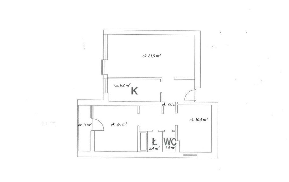 3pokoje, balkon, oddzielna kuchnia |  Do remontu.