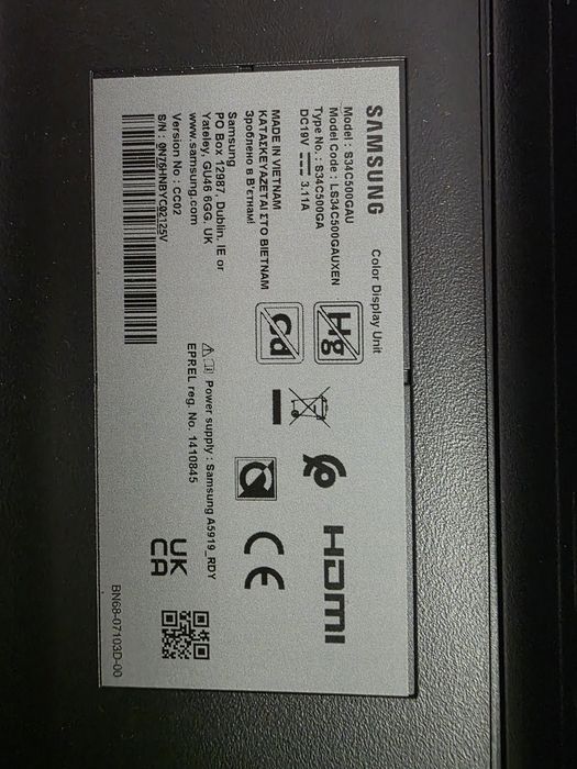 Monitor ultra wide Samsung  34"