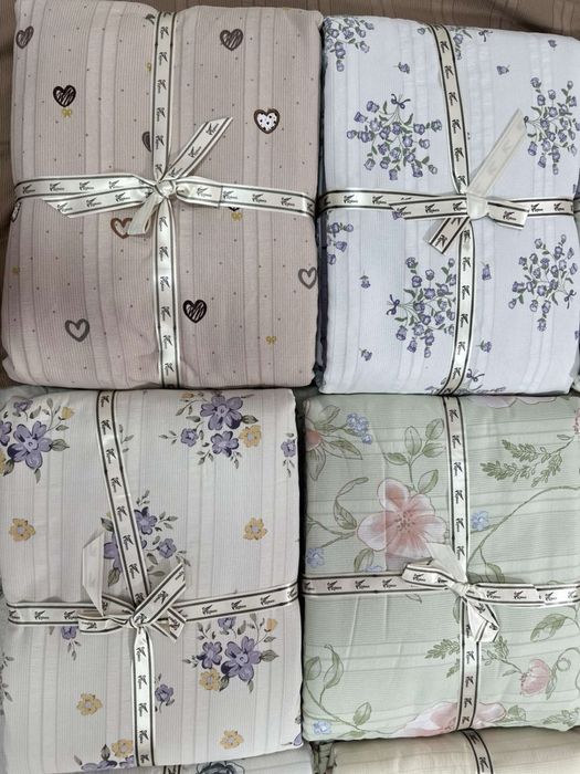 Комбіновані кольорові жаті комплекти постільної білизни "Жатка" Koloco