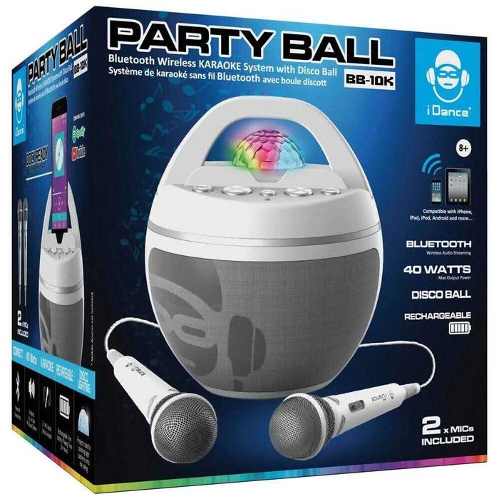 Głośnik bezprzewodowy mikrofony karaoke kula disco