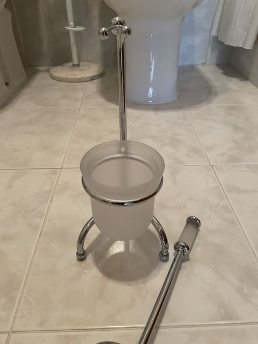 Utensilio de casa de banho - piaçaba vidro fosco com suporte de chão