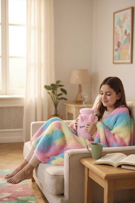 KOC TĘCZOWY 190×200 KOCYK RAINBOW Prezent na święta dla dziewczynki