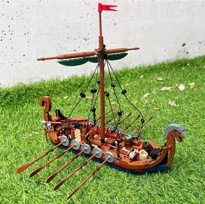 Klock duży statek wikingów z akcesoriami kompatybilne z Lego klocki wikingowie