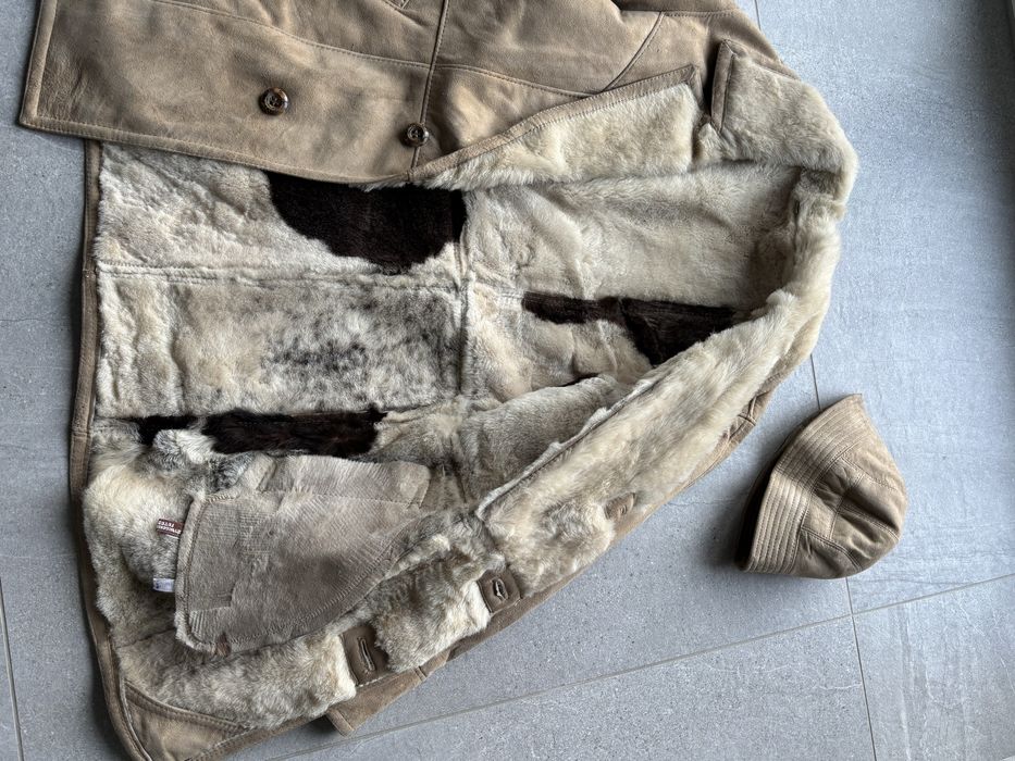 Kożuch skórzany męski + czapka