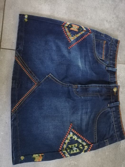 Spódnica jeans etno wzór r 40