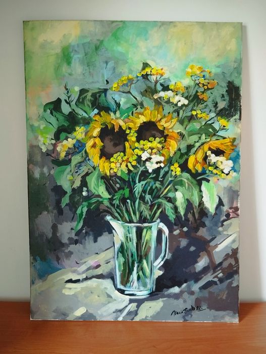 Obraz akrylowy "Słoneczniki" 50x70 – ręcznie malowany, oryginał




--