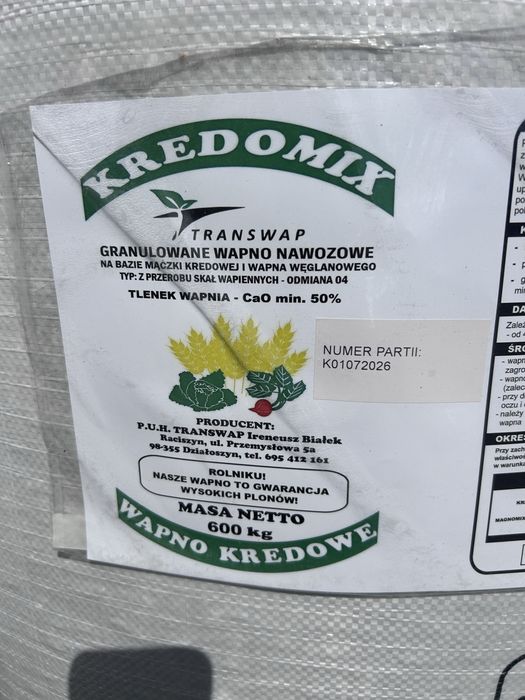 Wapno granulowane kreda, węglanowe
