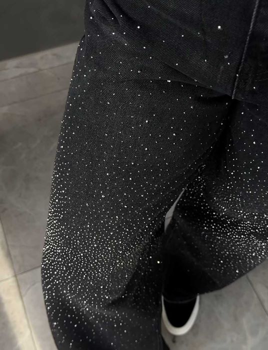 Джинси чорні палаццо в камінцях