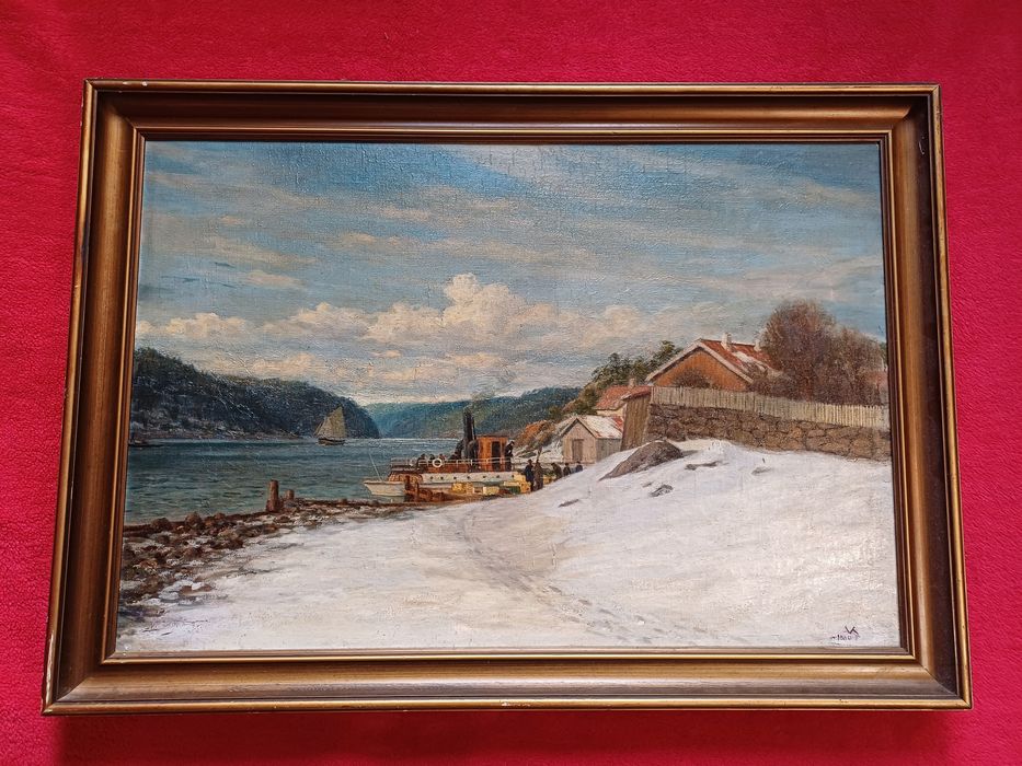 Stary obraz na płótnie sygnowanyStary obraz na płótnie sygnowany