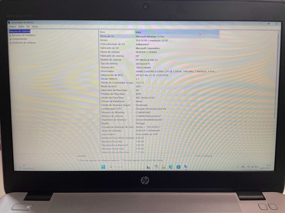 Portátil HP Elitebook 840 G3 (i5-6, 8gb de ram, ssd 256gb)