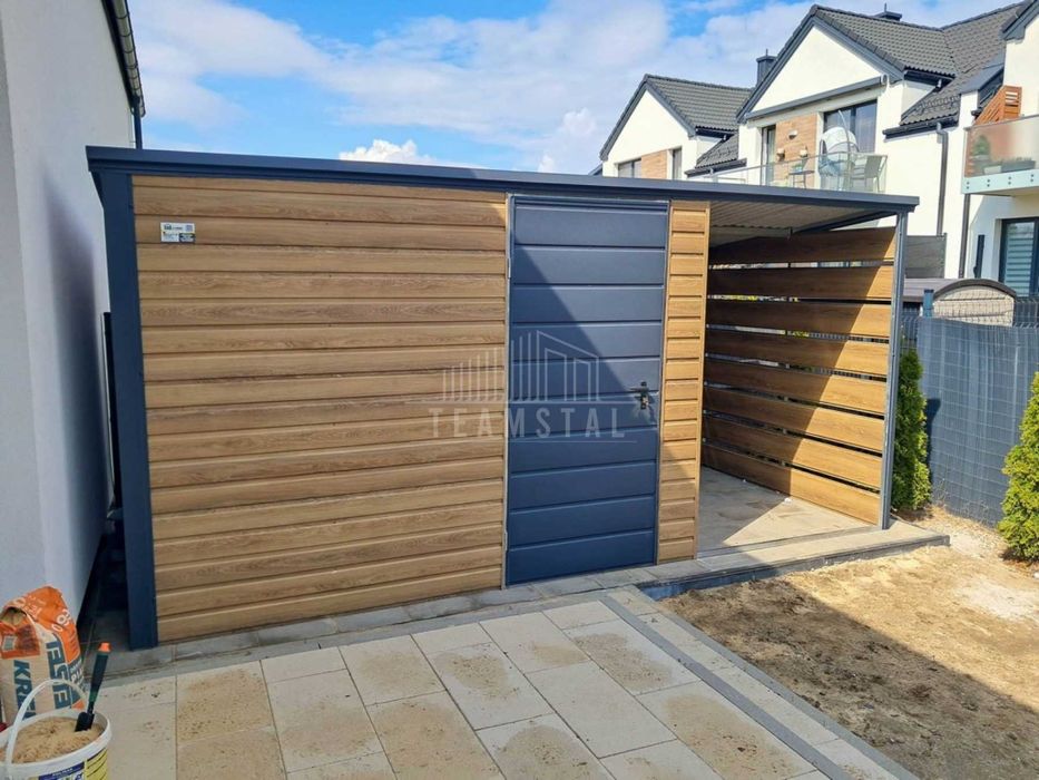 Schowek - domek ogrodowy 3x2m + wiata 1,5m - drzwi  dach TS1084