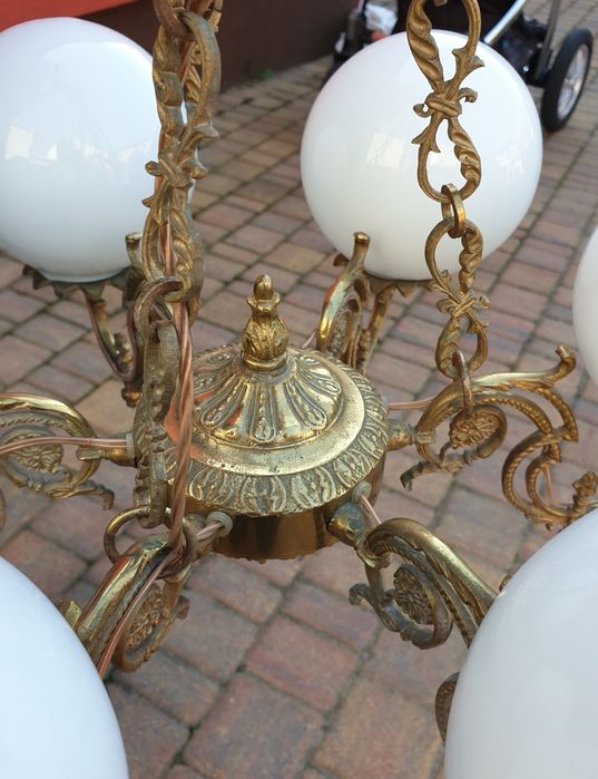 Przepiękna stara mosiężna lampa wisząca