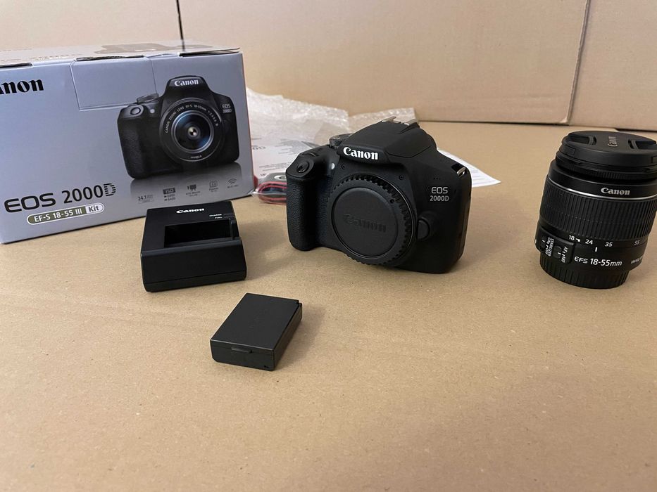 Canon eos 2000d + obiektyw 18-55mm III Nowa Nowy Komplet Gwarancja !