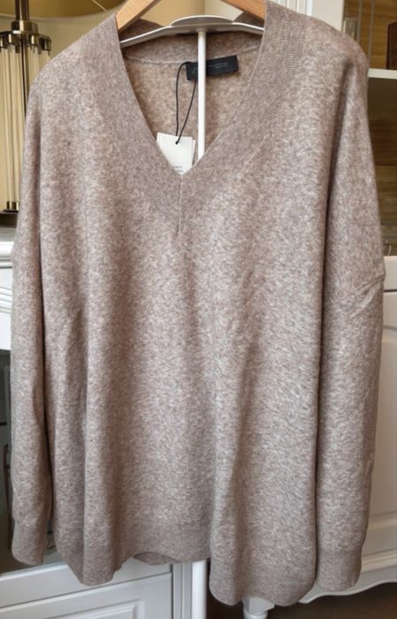 Sweter z wełną/oversize/dekolt V/Zara