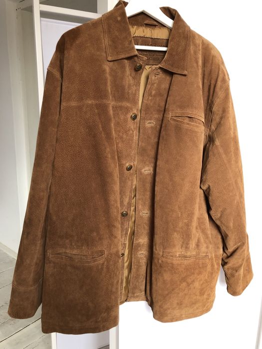 Union River Brązowa zamszowa kurtka skórzana męska skóra vintage XXL