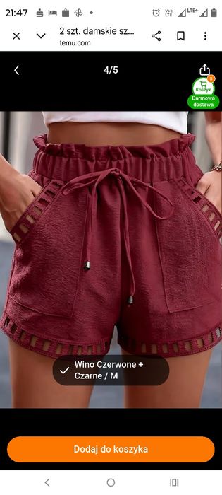 Spodenki burgundowe nowe