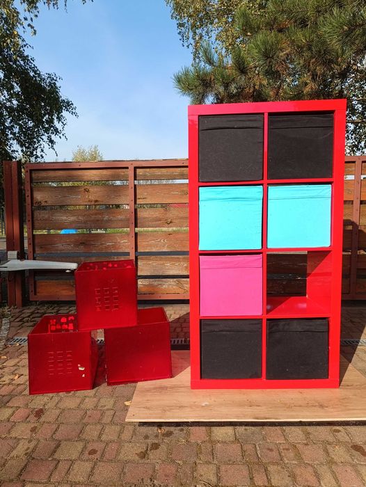 Regał Ikea Kallax 2x4 szufladki wkłady