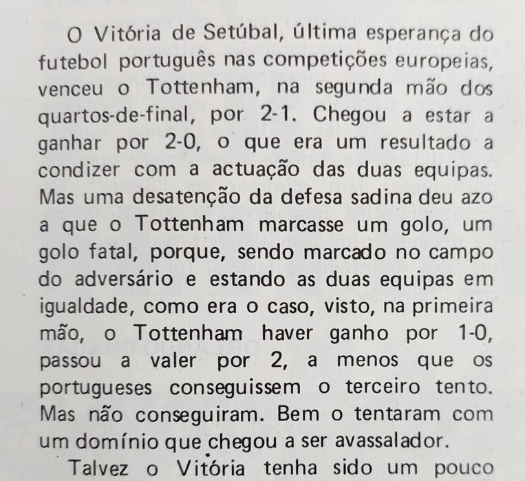 1973 - Vitória de SETÚBAL  - Tottenham