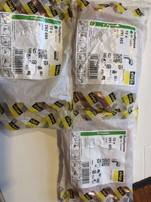 Kształtki viega -nowe 15 paczek po 10 szt.