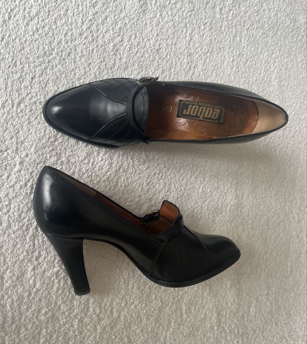 Skórzane niemieckie buty na obcasie