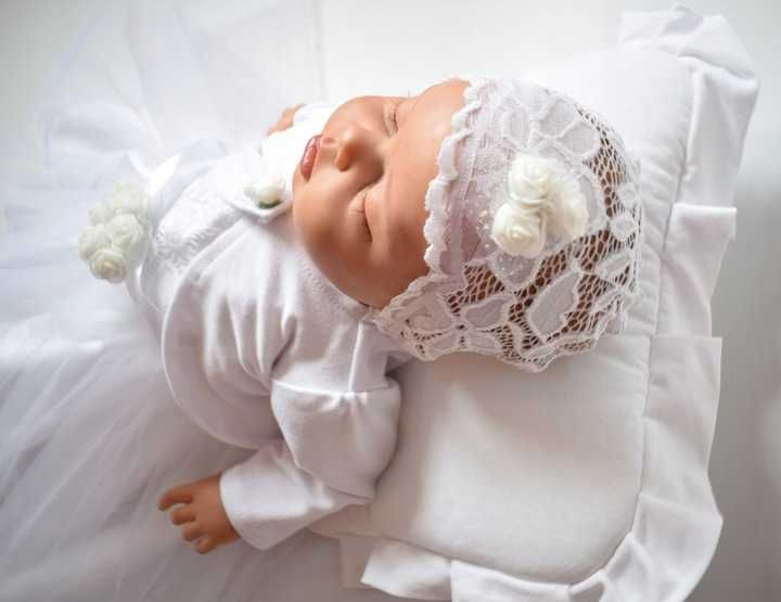 KOMPLET ubranko Chrzest Piękny KORONKOWY 56,62,68,74,80,86