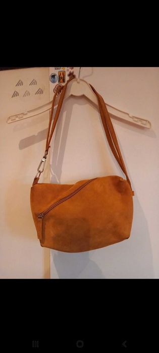 Mala pequena de ombro, em camurça, amarelo torrado - Springfield