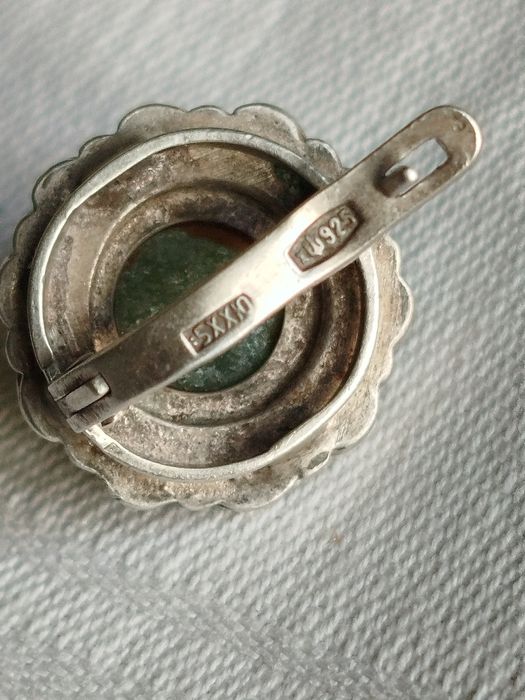 Срібні сережки з нефритом натуральний камінь вінтаж
