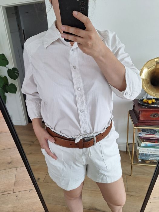 Koszula biała elegancka na guziki shirt white z kołnierzykiem oversize