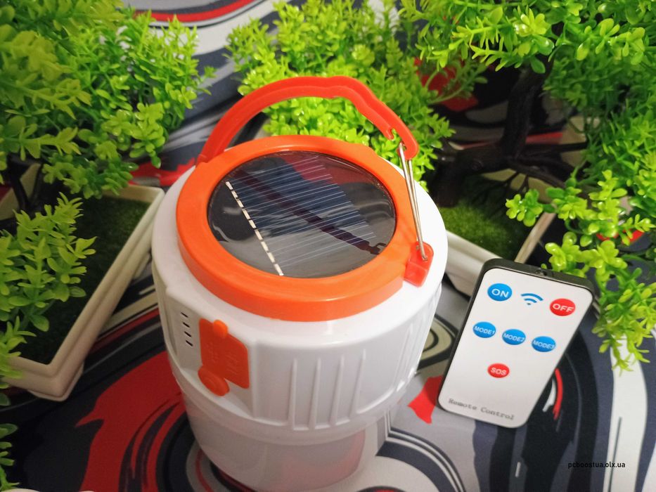 Лампа з акумулятором та сонячною панеллю, функція PowerBank + 42 діода