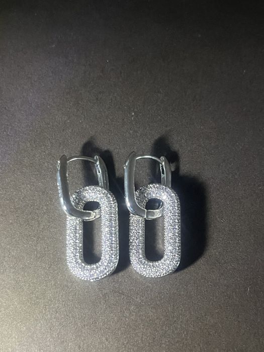 Стильні срібні сережки 925s срібло серьги серебро звенья звена камни