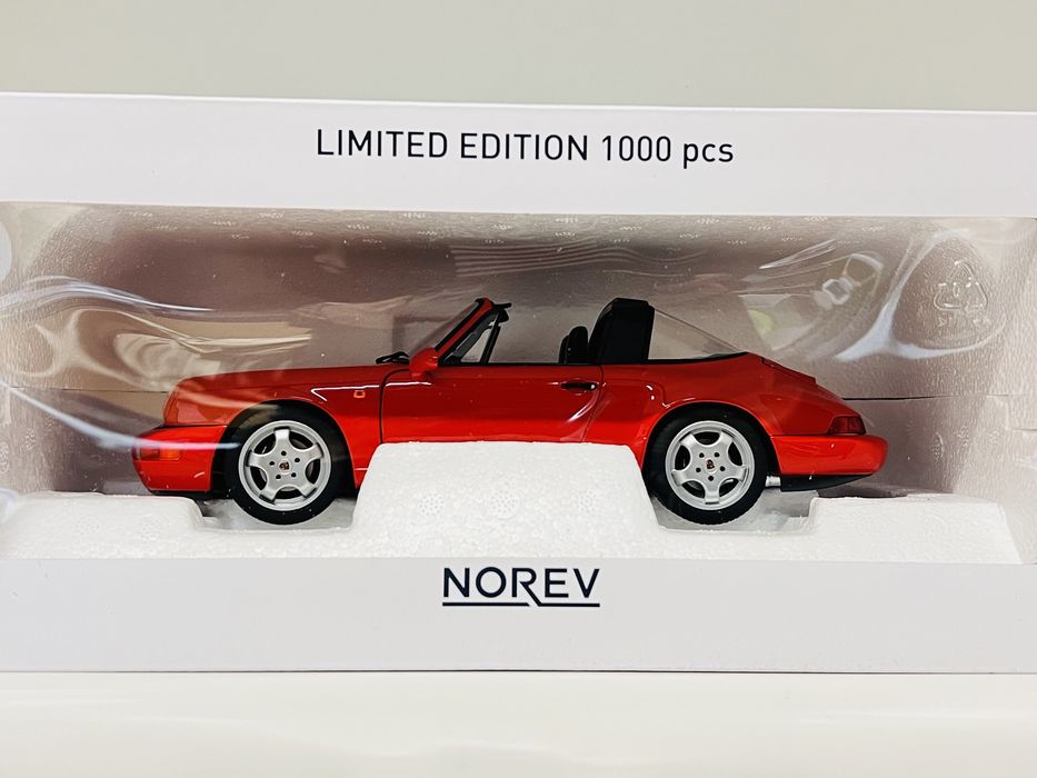 Porsche 911 964 Carrera 2 Targa full open Norev 1/18 czerwony
