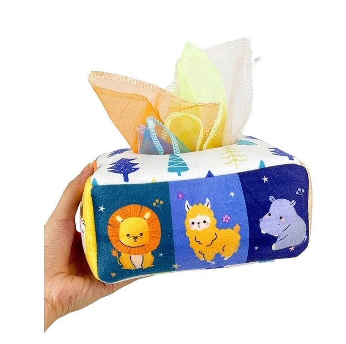 Sorter Pudełko Z Chusteczkami Pluszowe Sensoryczne Montessori Zwierząt