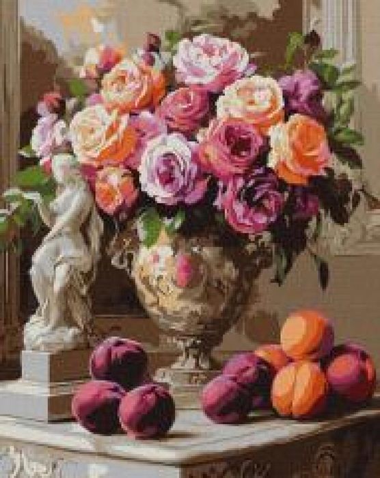 Malowanie po numerach - Eleganckie róże 40x50cm Ideyka pudełko,