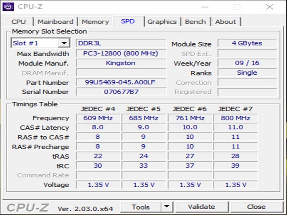 DDR3 4GB KingSton 12800 L