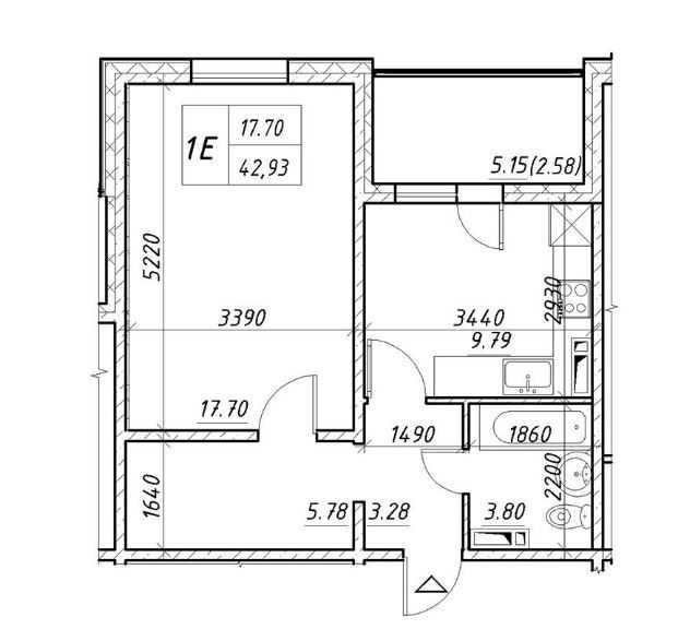 1-комнатная квартира по адресу ул. Коноплянская (площадь 42,9 м²) - Atlanta.ua - фото 2