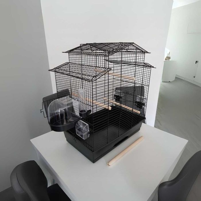 KLATKA dla ptaków z OTWIERANYM dachem basenem i karmnikami 65 cm NOWA