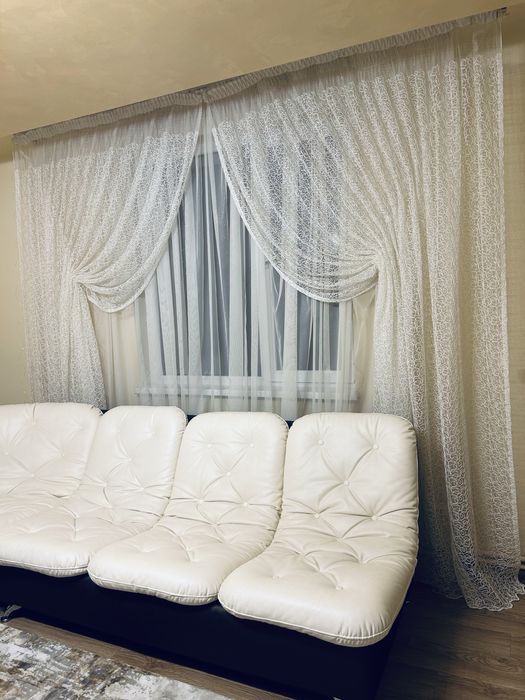 Комплект штори/тюль/стелевий карниз та серита система підтягування щто