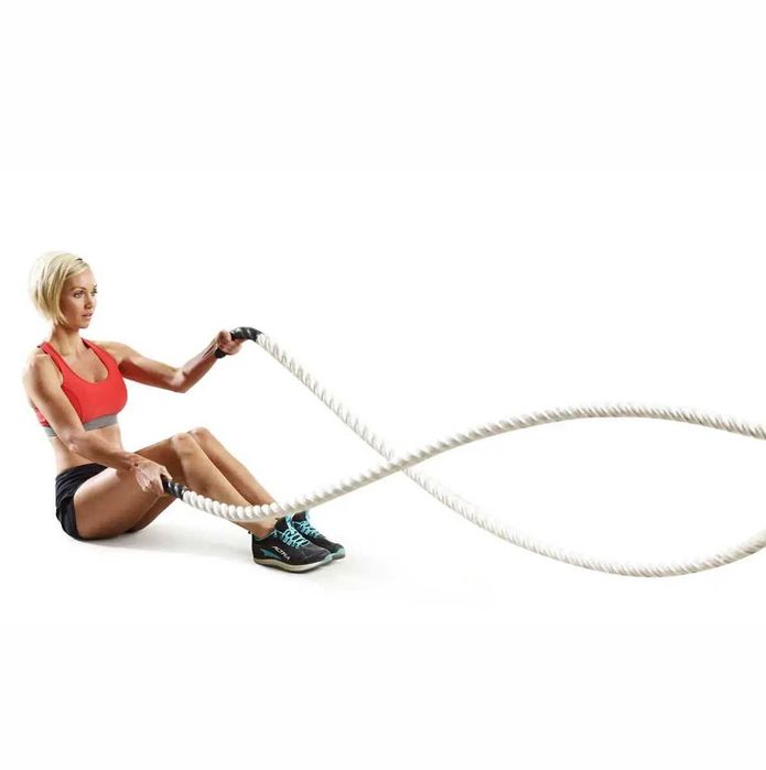 Канат тренувальний для кросфіта 9м Battle Rope White WCG 50х9