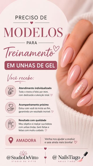 Modelo para extensão de unhas em gel